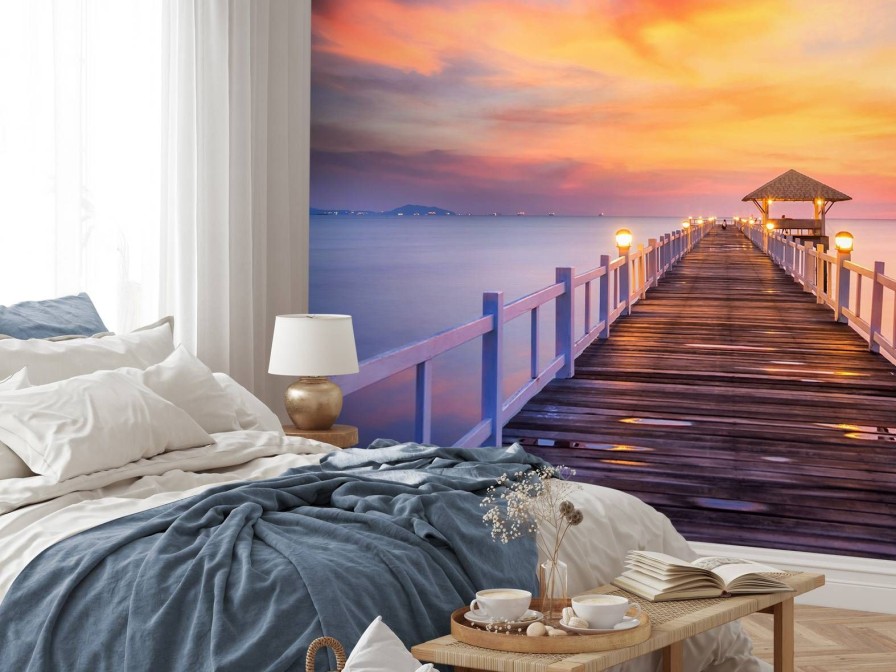 Landschap Wallgroup | Zeesteiger Met Zonsondergang Fotobehang