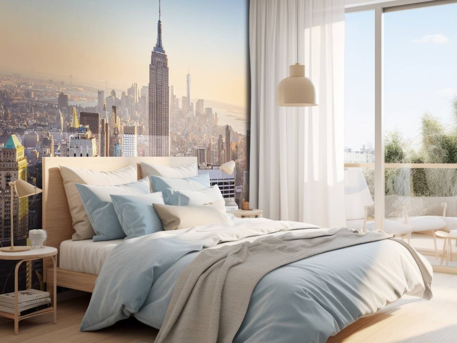 Architectuur Wallgroup | Skyline Van New York Bij Zonsopkomst Fotobehang