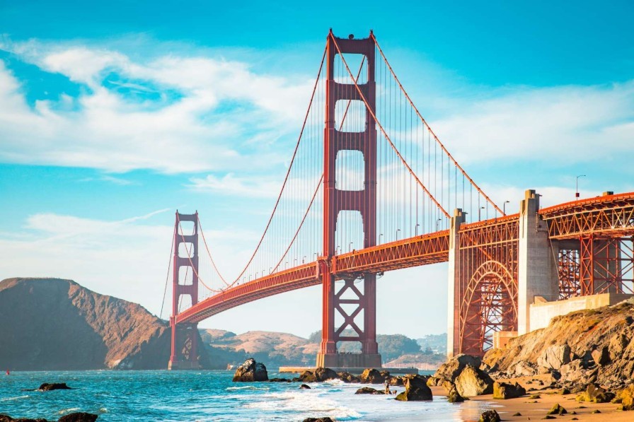 Architectuur Wallgroup | Golden Gate Bridge Op Een Heldere Dag Fotobehang