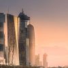 Architectuur Wallgroup | Skyline Van Doha In De Avond Fotobehang