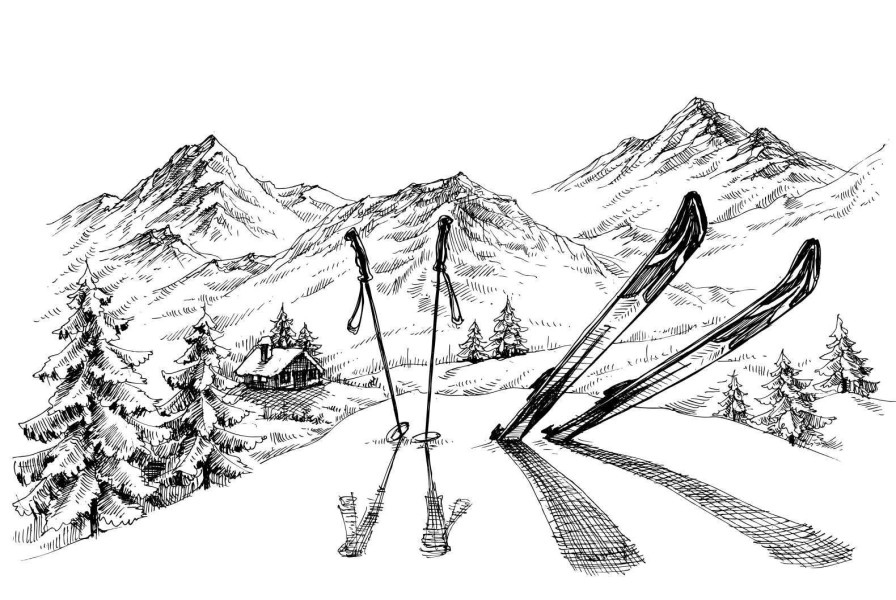 Sport Wallgroup | Wintersport Tekening Fotobehang