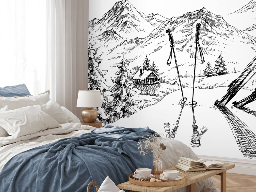 Sport Wallgroup | Wintersport Tekening Fotobehang