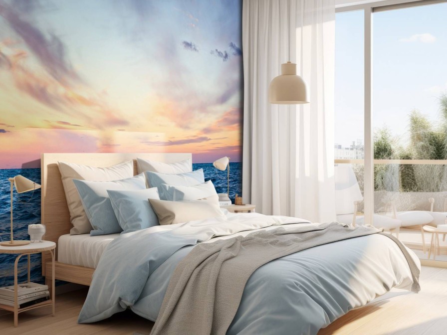 Landschap Wallgroup | Zonsondergang Op Open Zee Fotobehang