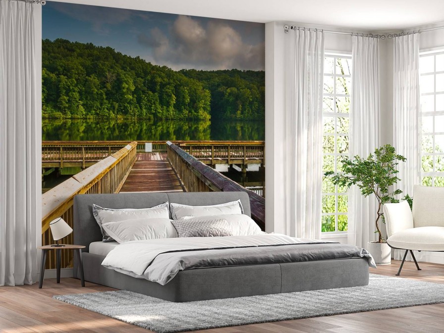 Landschap Wallgroup | Pier Op Een Rustgevend Meer Fotobehang