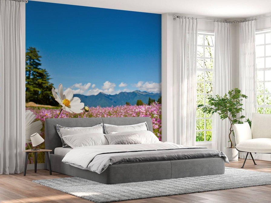 Natuur Wallgroup | Bloemenveld Met Mooie Achtergrond Fotobehang