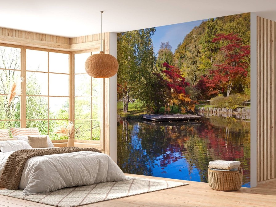 Natuur Wallgroup | Bomen Achter Het Water Fotobehang