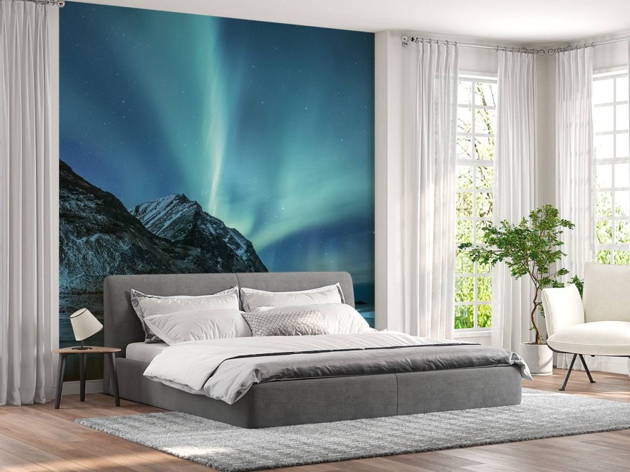 Landschap Wallgroup | Felblauw Noorderlicht In Canada Fotobehang