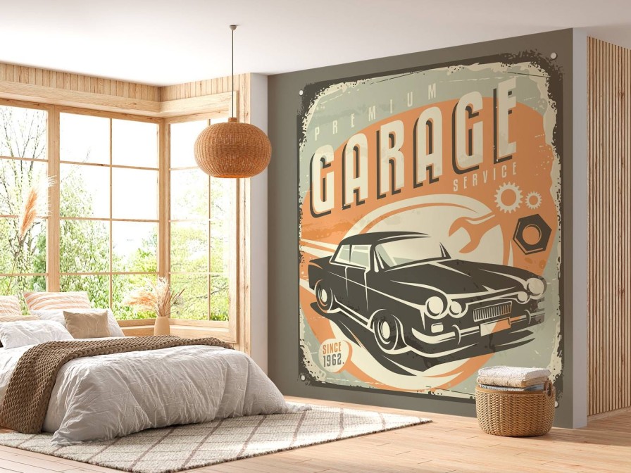 Transport Wallgroup | Vintage Auto Embleem Fotobehang