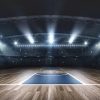 Sport Wallgroup | Basketbal Arena Met Een Houten Vloer Fotobehang