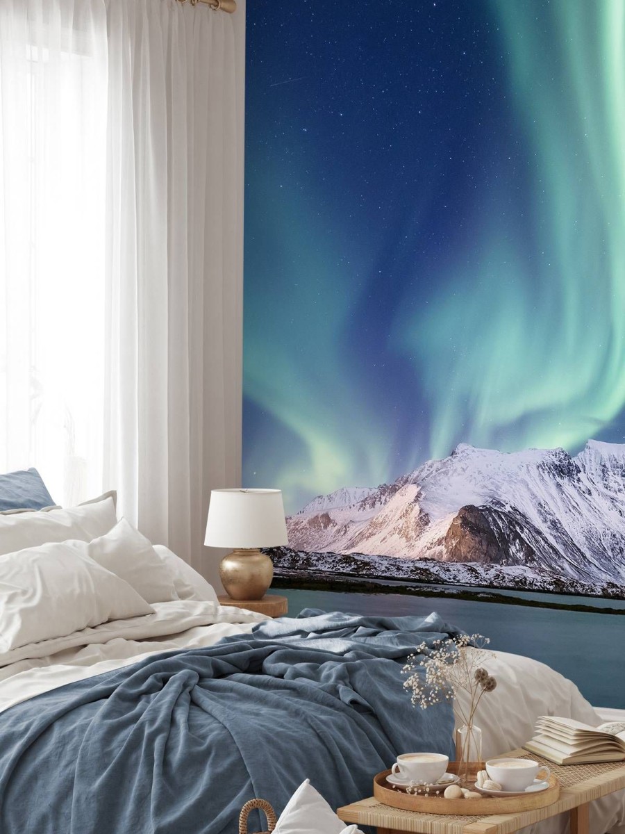 Landschap Wallgroup | Mint Kleurig Noorderlicht In Alaska Fotobehang