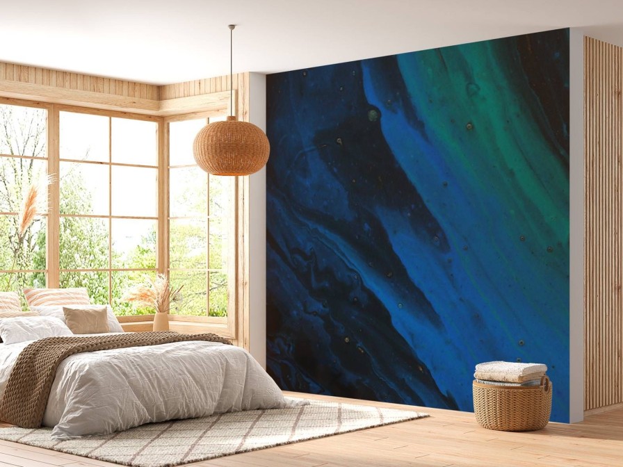 Oppervlakten Wallgroup | Structuur Met Blauwe En Groene Accenten Fotobehang