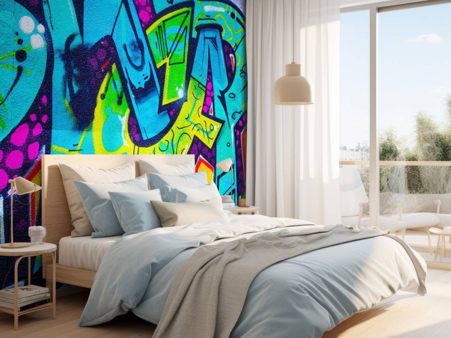 Kunst Wallgroup | Kleurrijke Graffiti Creatie Op Een Muur Fotobehang