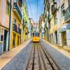 Architectuur Wallgroup | Tram Door Een Straatje In Lissabon Fotobehang