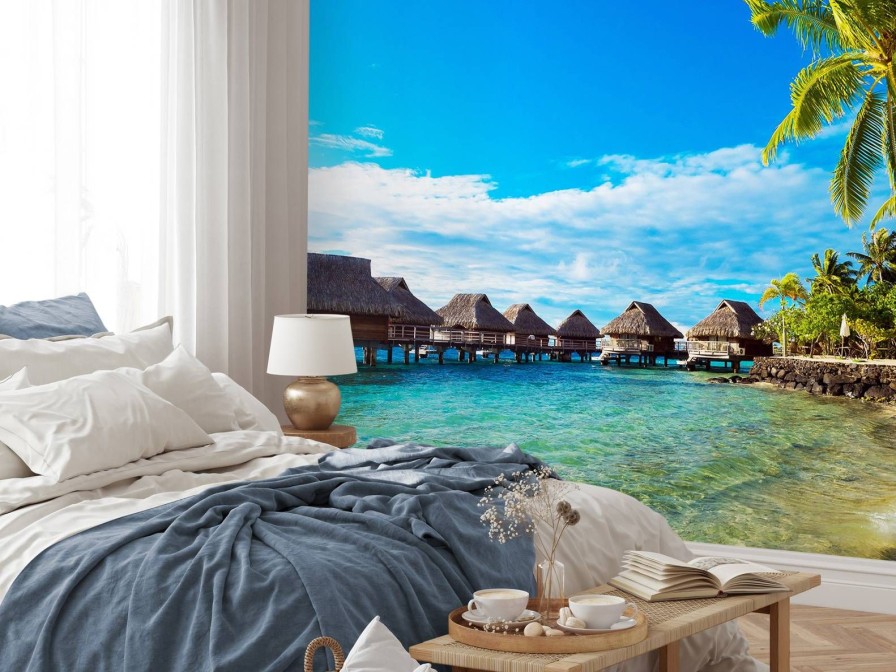 Landschap Wallgroup | Palmbomen Op Bora Bora Fotobehang