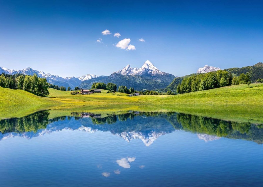 Landschap Wallgroup | De Alpen Onder Een Helder Blauwe Lucht Fotobehang