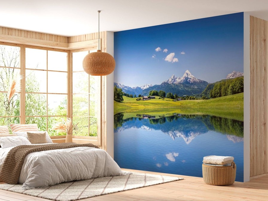 Landschap Wallgroup | De Alpen Onder Een Helder Blauwe Lucht Fotobehang