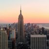 Architectuur Wallgroup | De Skyline Van New York Bij Zonsondergang Fotobehang