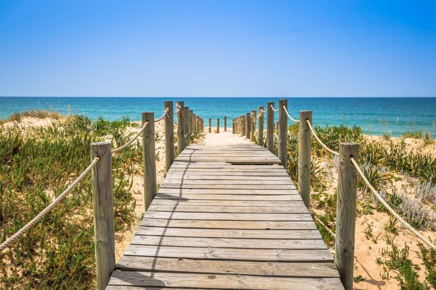 Landschap Wallgroup | Houten Brug Naar Het Strand Fotobehang