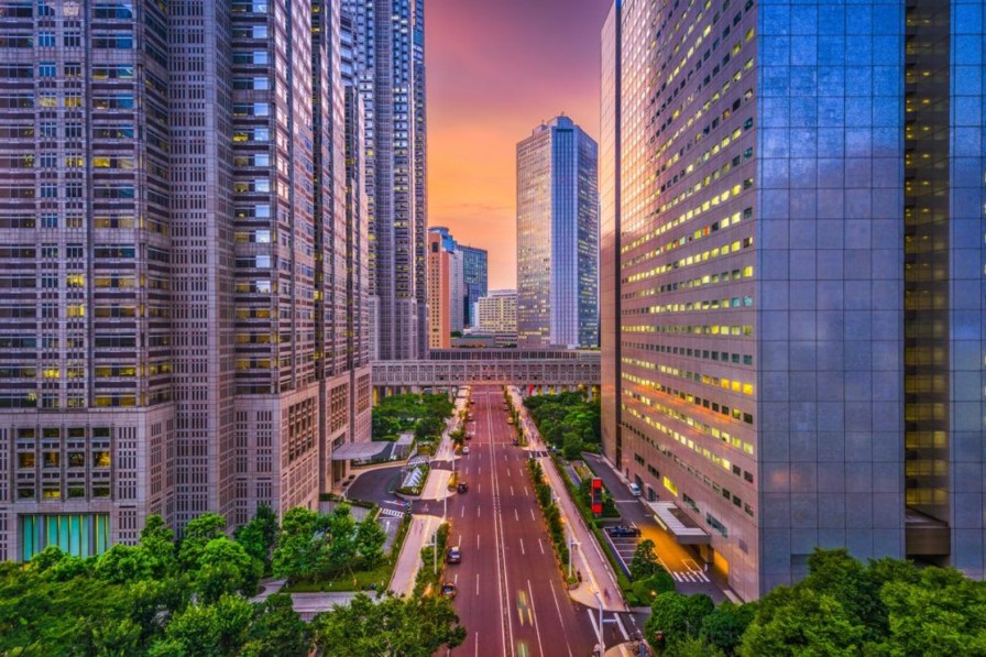 Architectuur Wallgroup | Het Financieel District Van Tokyo Fotobehang