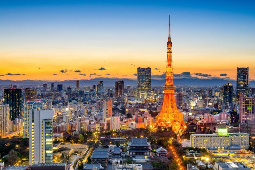 Architectuur Wallgroup | De Skyline Van Tokyo Met De Tokyo Tower Fotobehang