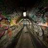 Kunst Wallgroup | Lange Ondergrondse Tunnel Met Graffiti Op De Muren Fotobehang