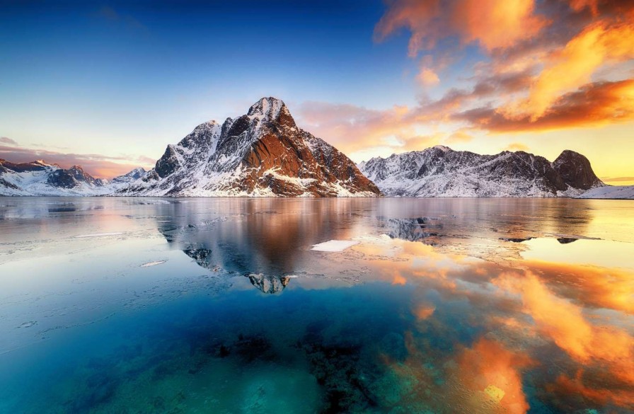 Landschap Wallgroup | Prachtige Zonsondergang In Noorwegen Fotobehang