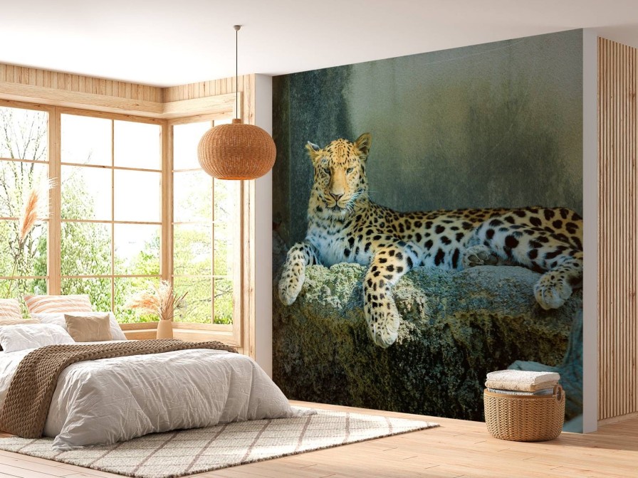 Dieren Wallgroup | Luipaard Met Een Alerte Houding Fotobehang