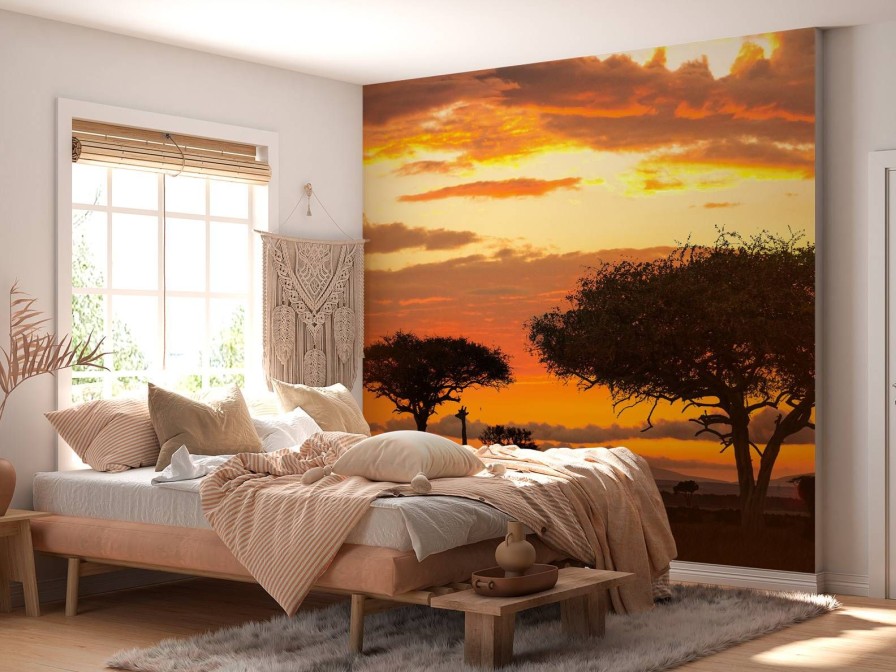 Natuur Wallgroup | Safari In Afrika Bij Zonsondergang Fotobehang