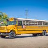 Transport Wallgroup | Traditionele Gele Schoolbus Op Een Parkeerterrein Fotobehang