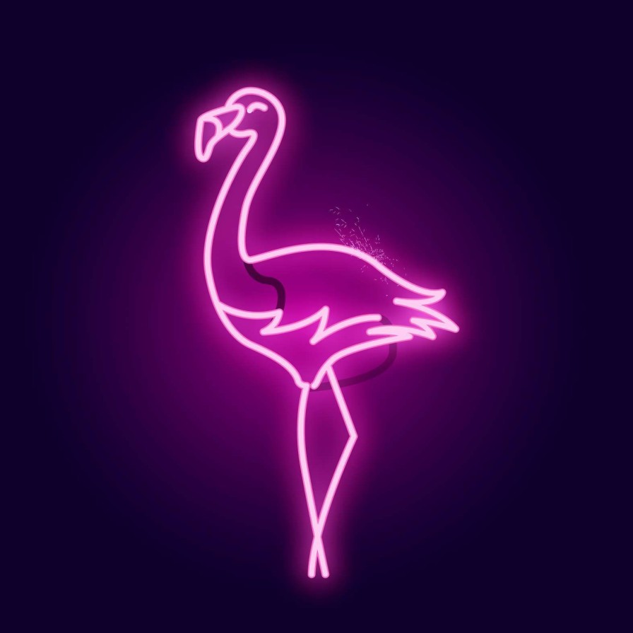 Dieren Wallgroup | Flamingo Neon Pictogram Fotobehang