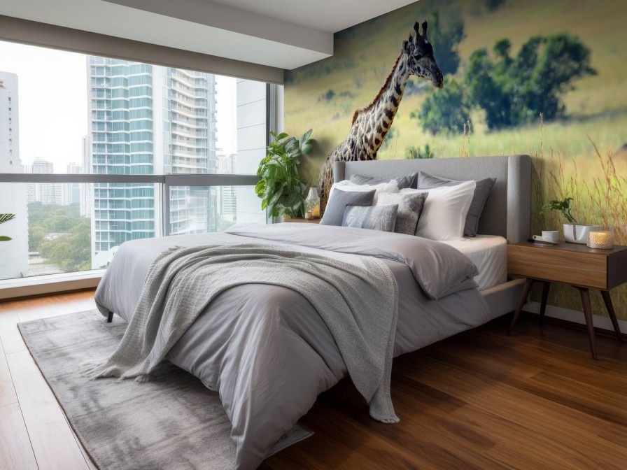 Dieren Wallgroup | Lichte Giraffe In De Natuur Fotobehang