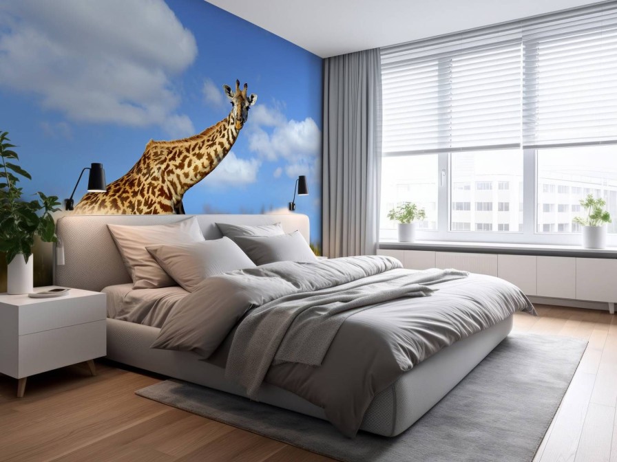 Landschap Wallgroup | Giraffe Met Grappige Houding Fotobehang