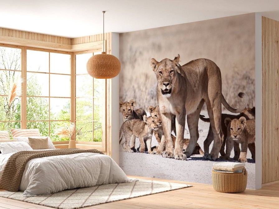 Dieren Wallgroup | Leeuwin Met Haar Welpen Fotobehang