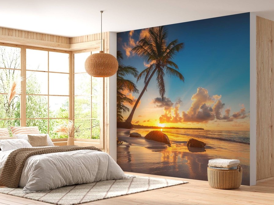 Landschap Wallgroup | Tropisch Strand Bij Zonsondergang Fotobehang