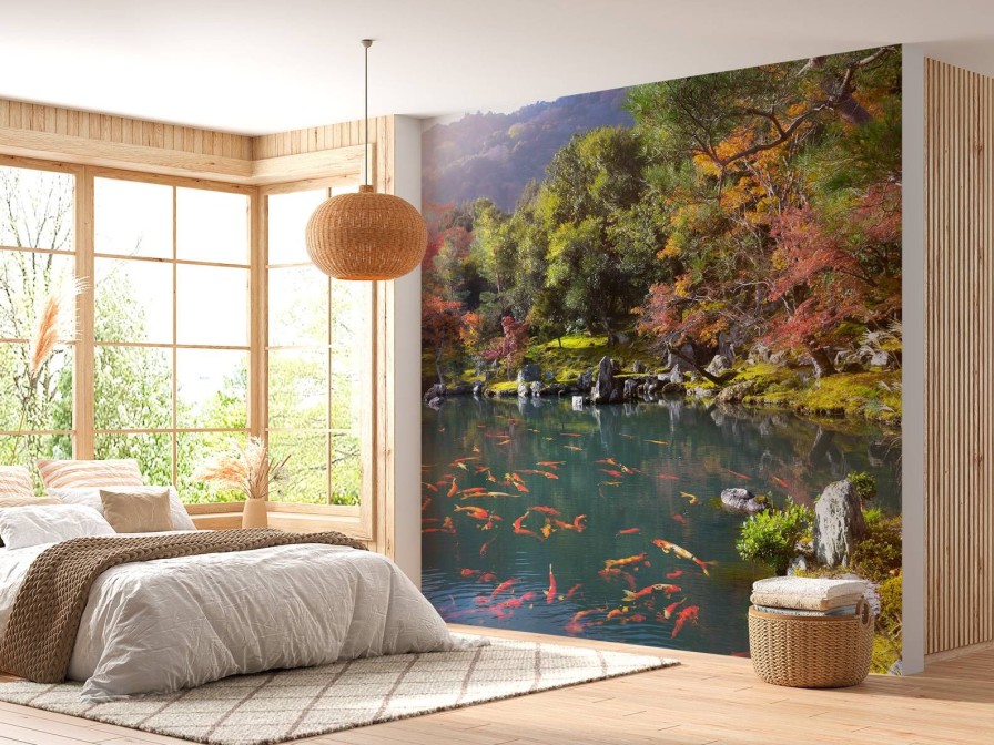 Natuur Wallgroup | Vijver Met Tropische Vissen In Japan Fotobehang