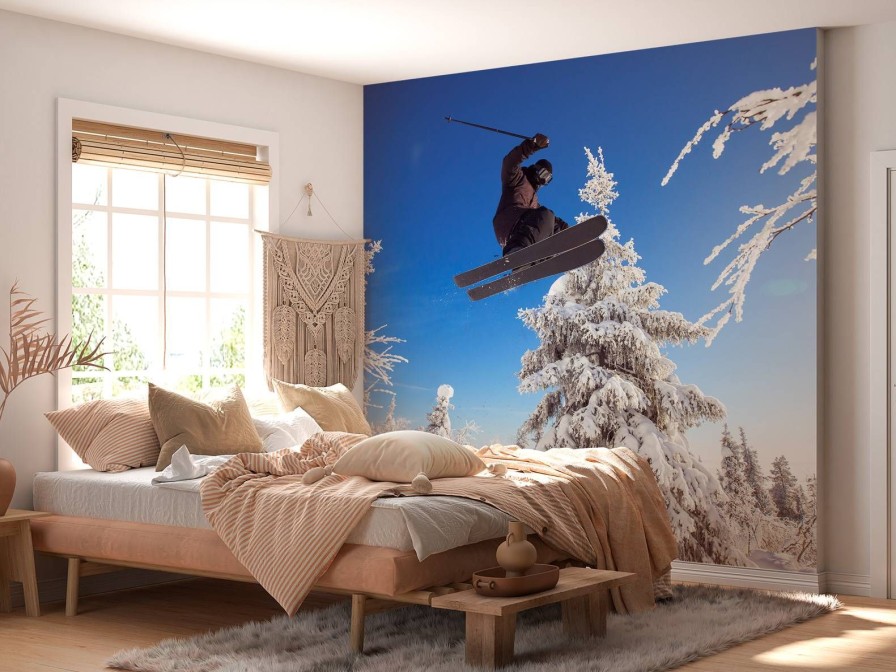 Sport Wallgroup | Skier Maakt Een Hoge Sprong Fotobehang