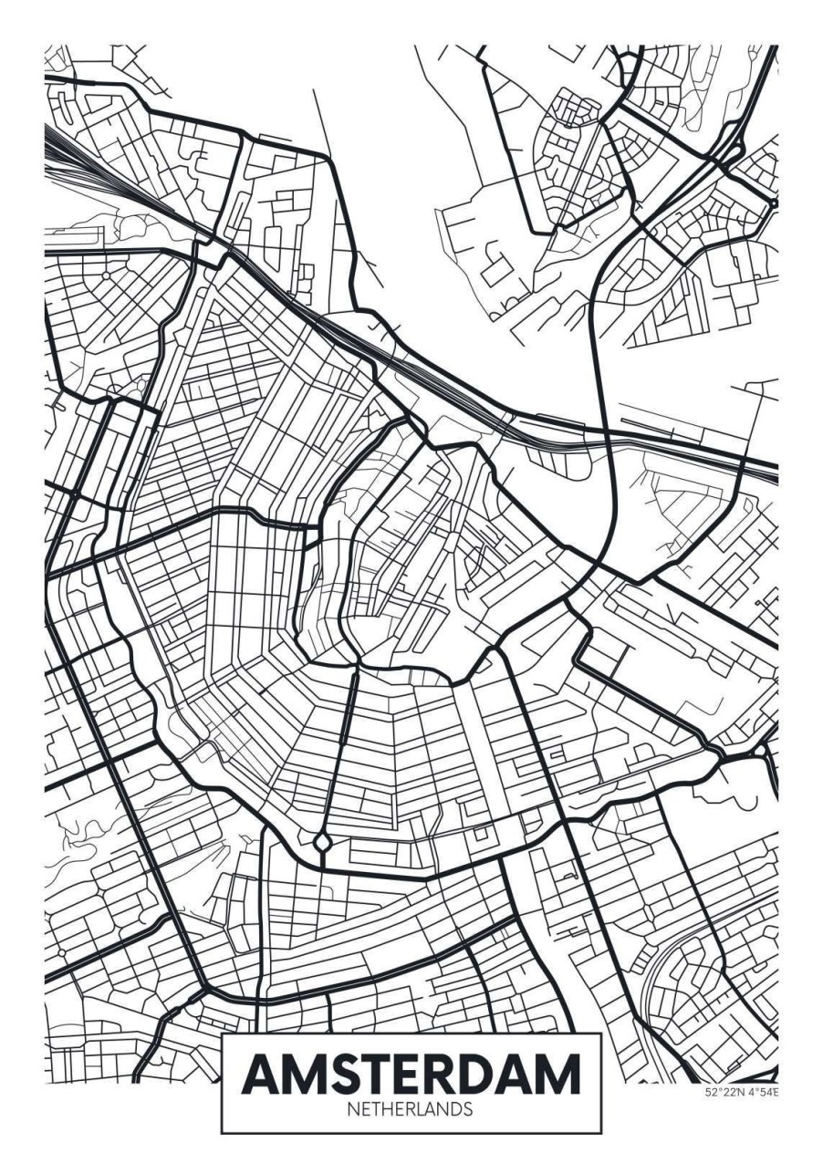 Architectuur Wallgroup | Amsterdam Vector Plattegrond Fotobehang