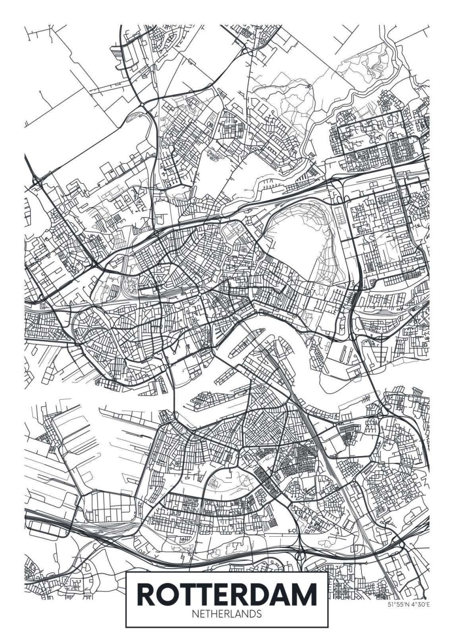 Architectuur Wallgroup | Rotterdam Vector Plattegrond Fotobehang