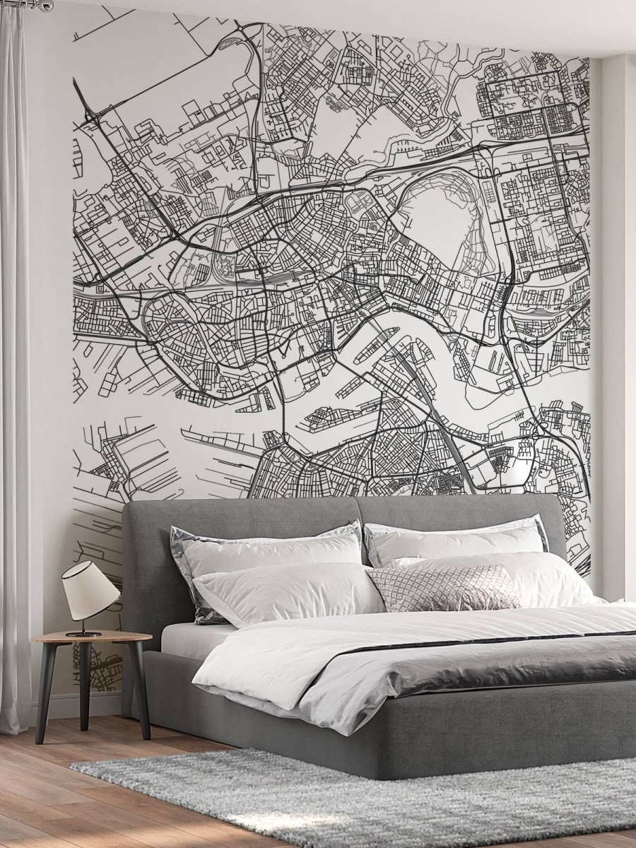 Architectuur Wallgroup | Rotterdam Vector Plattegrond Fotobehang