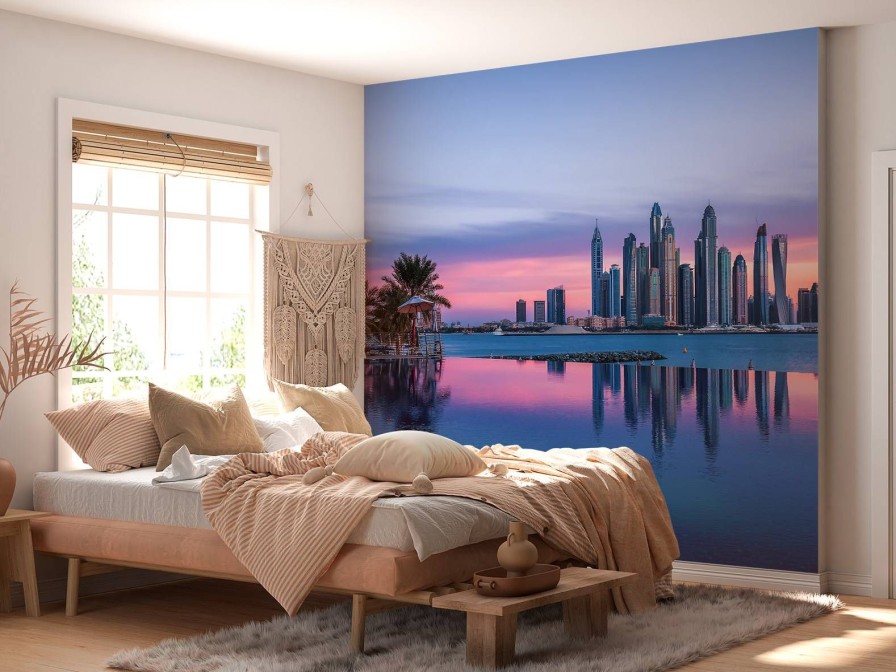 Architectuur Wallgroup | Dubai Marina Bij Zonsondergang Fotobehang